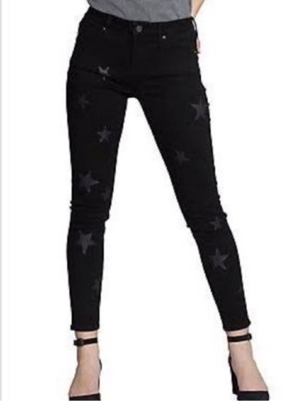 Driftwood x free people Jackie black skinny jeans star print stretch sz 25